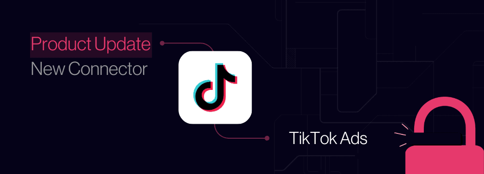 Logo do TikTok Ads com dados de campanhas sendo exportados para um data warehouse